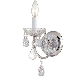 1 Light Traditional Steel Candle Wall Sconce with Crystal-4.75 Inches H by 13.5 Inches W - 1152675
