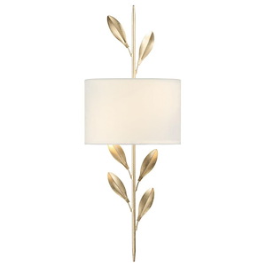Steel 2 Light Wallchiere in Shabby Chic Style with White Silk Shade-24 Inches H and 8.5 Inches W - 1147224