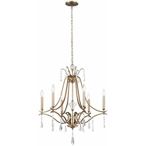 Elizabeth Chase - Chandelier 6 Light Brio Gold in Traditional Style - 31.75 inches tall by 26.75 inches wide - 1318740