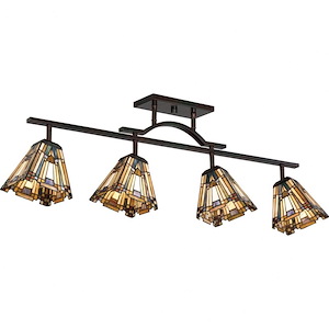 Modern Tiffany Shade 4-Light Adjustable Linear Track Light with Valiant Bronze Metalwork 42 inches W x 14 inches H - 1245750