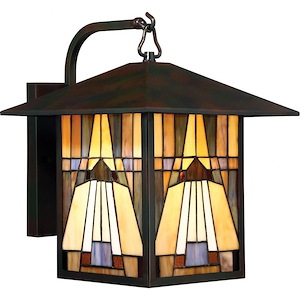 150W 1 Light Tiffany Outdoor Large Wall Lantern - Geometric Tiffany Outdoor Light - 1245841