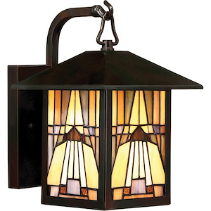 Tiffany 100W 1 Light Outdoor Small Wall Lantern - Geometric Tiffany Outdoor Wall Light - 1245788