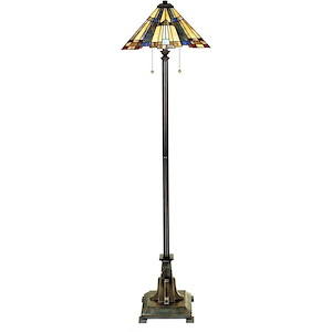 2 Light Geometric Tiffany Floor Lamp - Tiffany Floor Light with Geometric Style - 1247325