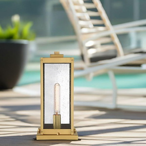 1-Light Outdoor Pier Mount with Clear Beveled Glass Panels 7.5 inches W x 16 inches H - 1246283