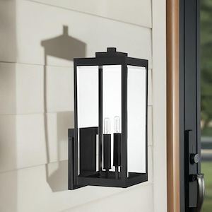 2-Light Extra Large Outdoor Wall Lantern in Earth Black with Clear Beveled Glass Panels 9 inches W x 22.75 inches H - 1246812