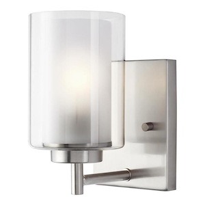 1 Light LED Traditional Steel Wall Mount with Clear Glass-8 Inches H by 4.5 Inches W - 1248663
