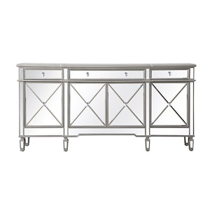 Back Aston View - Mirrored Credenza In Back Aston Viewrary Style-36 Inches Tall and 14 Inches Wide - 1302758