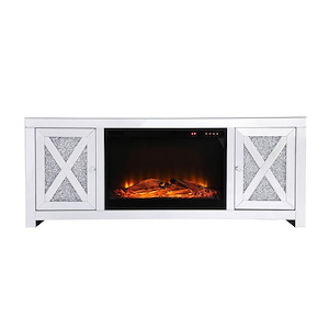Warren Gait - Mirrored TV Stand with Fireplace In Contemporary Style-23.5 Inches Tall and 16 Inches Wide - 1302956