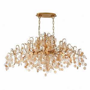 Transitional 10-Light Oval Chandelier with Clear/amber Hand Pressed Glass-20 x 22 inches-Chandeliers - 1249901