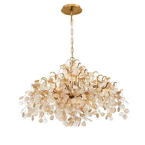 Transitional 8-Light Chandelier with Clear/amber Hand Pressed Glass-20.5 inches-Chandeliers - 1249863