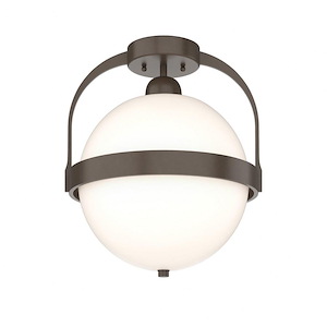 Oaktree Row - 1 Light Semi-Flush Mount In Industrial Style-16.2 Inches Tall and 13.4 Inches Wide - 1403723