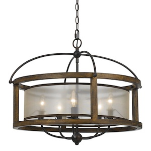 Mission-Five Light Round Pendant-26 Inches Wide by 20.5 Inches High - 440738