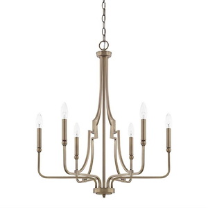 Dawson - Chandelier 6 Light Aged Brass Steel - in Transitional style - 24.75 high by 29.5 wide - 616092