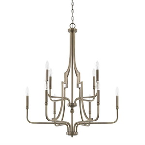 Dawson - 2-Tier Chandelier 10 Light Aged Brass Steel - in Transitional style - 30 high by 38.25 wide - 616091