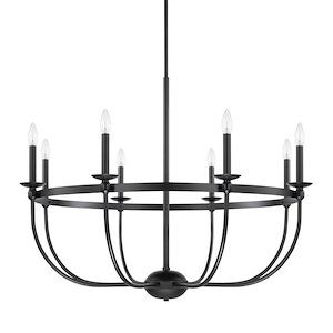 Rylann - Chandelier 8 Light Matte Black - in Industrial style - 28.75 Inch high by 38 Inch wide - 724622