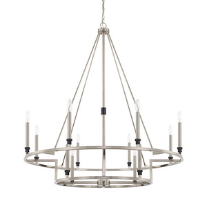 Tux - 2-Tier Chandelier 12 Light Black Tie - in Transitional style - 40 high by 44.5 wide - 724621