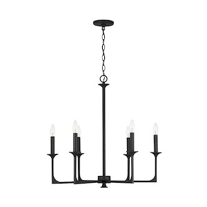Clint - Chandelier 6 Light Black Iron Metal - in Transitional style - 28 high by 27.5 wide - 1221750