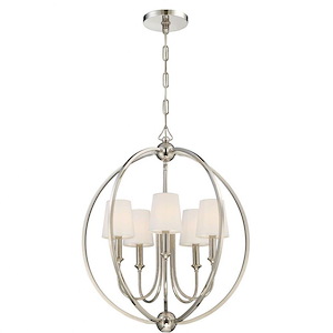Sylvan - Five Light Chandelier with Silk or Linen Fabric Shades in Traditional Style - 22.5 Inches Wide by 26.5 Inches High - 532099