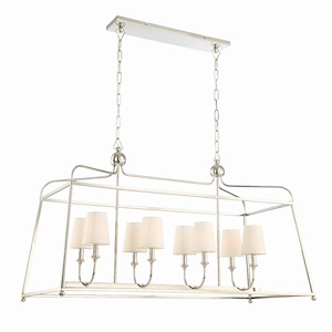 Sylvan - Eight Light Chandelier with Linen Fabric Shades in Classic Style - 42 Inches Wide by 25 Inches High - 589284