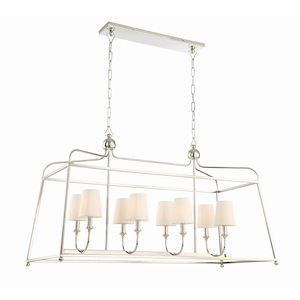 Sylvan - Eight Light Chandelier with Linen Fabric Shades in Classic Style - 42 Inches Wide by 25 Inches High - 589284