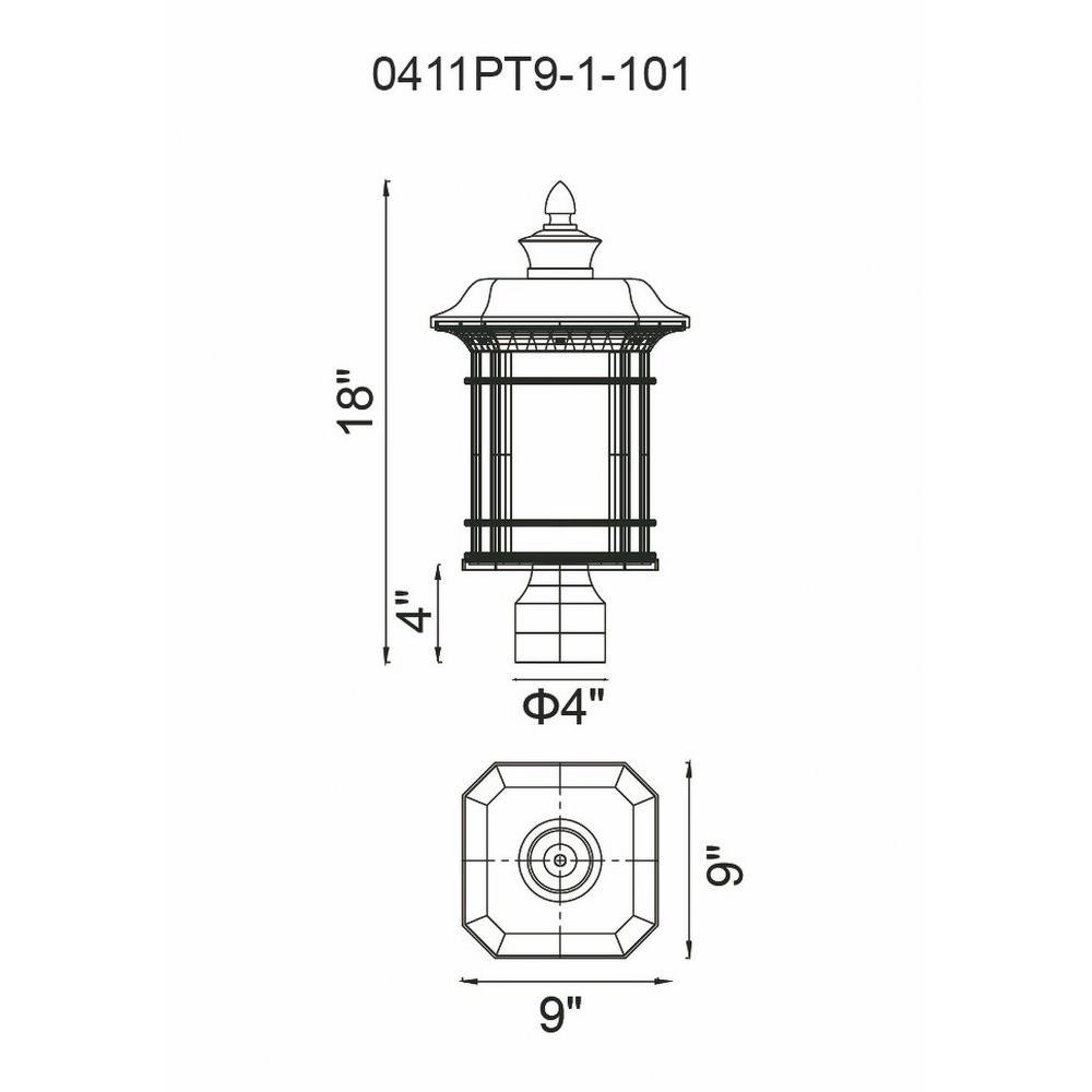 CWI Lighting 0411PT91101 Blackburn 1 Light Outdoor Post Mount