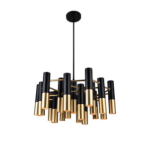 19 Light Chandeleir with Matte Black & Satin Gold Finish - 900998