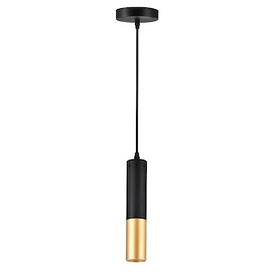 1 Light Pendant with Matte Black & Satin Gold Finish - 900997