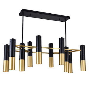10 Light Chandeleir with Matte Black & Satin Gold Finish - 900999