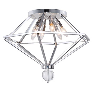 6 Light Flush Mount with Chrome Finish - 901018