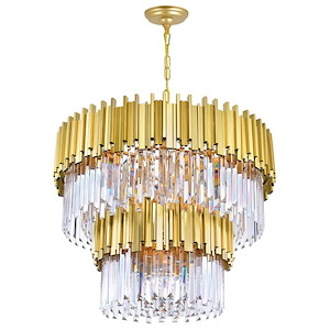 12 Light Down Chandelier with Medallion Gold Finish - 901205