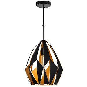 1 Light Down Pendant with Black and Copper Finish - 901209