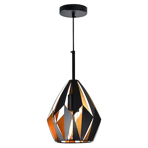 1 Light Down Mini Pendant with Black and Copper Finish - 901212