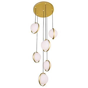 6 Light Multi Light Pendant with Brass Finish - 901250