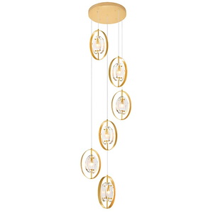 Iris - 6 Light Pendant-82 Inches Tall and 21 Inches Wide - 1277106
