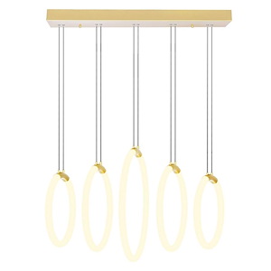 Hoops - 210W 5 LED Chandelier-72 Inches Tall and 5 Inches Wide - 1277170