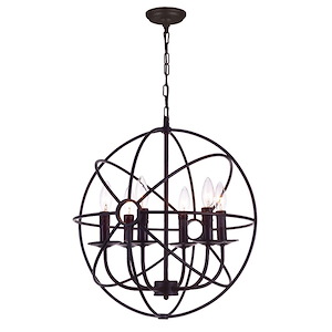 6 Light Chandelier with Brown Finish - 901784
