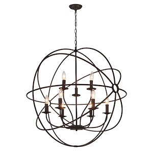 9 Light Chandelier with Brown Finish - 901787