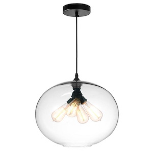 4 Light Chandelier with Transparent Amber Shade - 902033