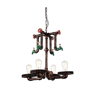 4 Light Chandelier with Speckled copper Finish - 902944