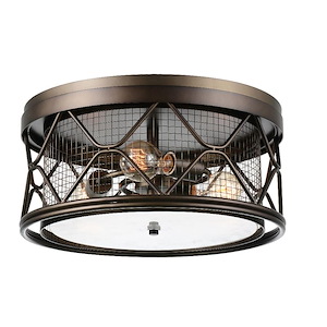 3 Light Flush Mount with Light Brown Finish - 903308