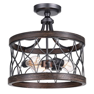 3 Light Flush Mount with Gun Metal Finish - 903449