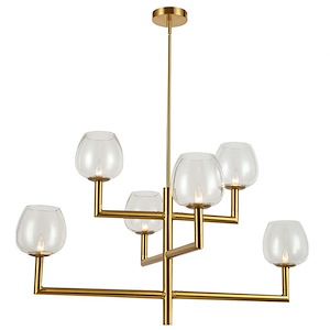 Nora - 35.75 Inch 6 Light 2-Tier Chandelier with Clear Glass Globe Shades - 1052874