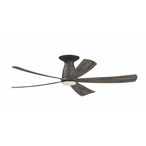 Kute - 5 Blade Flush Ceiling Fan with Light Kit-15.94 Inches Tall and 52 Inches Wide - 1278581