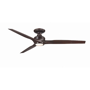 Spitfire - 3 Blade Flush Ceiling Fan with Light Kit-21.08 Inches Tall and 64 Inches Wide - 1278564