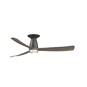 Kute - 3 Blade Flush Ceiling Fan with DW Light Kit-11.12 Inch Tall and 52 Inch Wide - 1377020