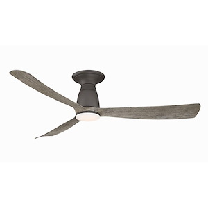 Kute - 3 Blade Flush Ceiling Fan with Light Kit-13.1 Inches Tall and 52 Inches Wide - 1278624