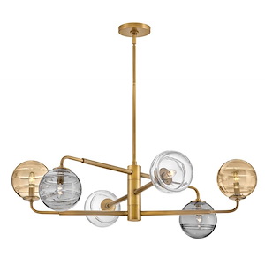 Oberon  - 30W 6 LED Large Adjustable Chandelier-10.75 Inches Tall and 36.5 Inches Wide - 1335288