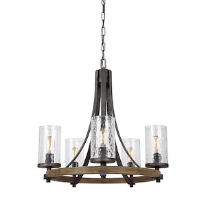 Feiss Lighting-Angelo-Chandelier 5 Light Steel in Rustic Style-24 Inch Wide by 24.5 Inch High - 1286479