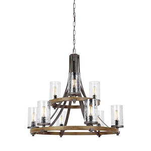 Feiss Lighting-Angelo-2-Tier Chandelier 9 Light Steel in Rustic Style-32.75 Inch Wide by 31 Inch High - 1286465
