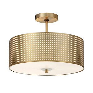 Grid - 3 Light Semi-Flush Mount-12 Inches Tall and 16.13 Inches Wide - 1294802